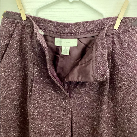 Petite Sophisticate Tweed Pants Suit W/ Leather Sash - Picture 9 of 16